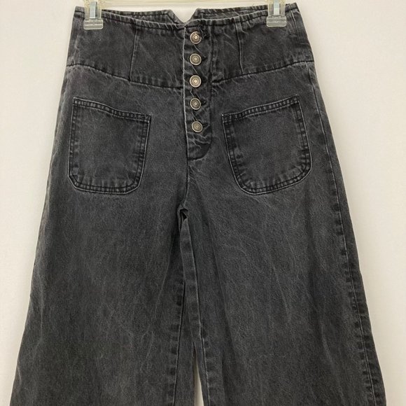 Free People Black Wide Leg Jeans - Picture 4 of 8